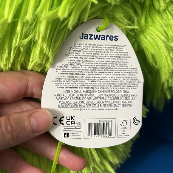 Original SquishMallows Bren Size 16 “ Inch Bigfoot Color Green White NWTS - Picture 7 of 11